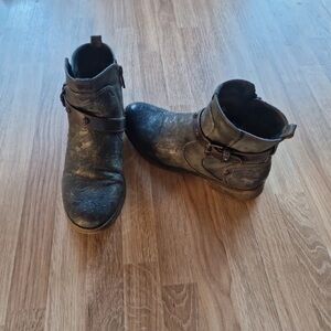 Boots Embossed Black Ankle Boots
